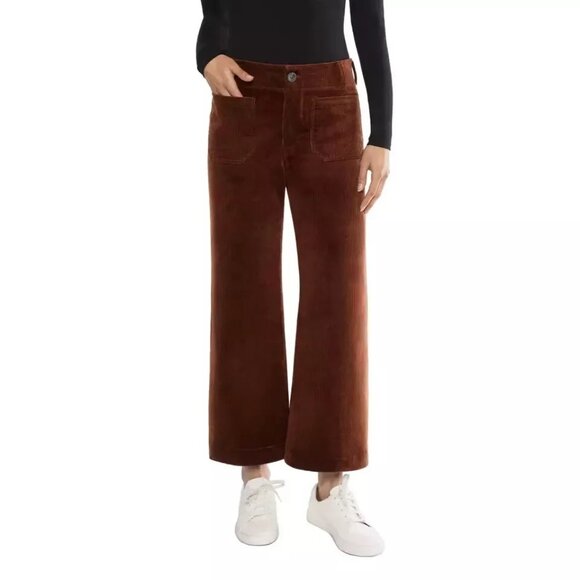 Matty M High-Rise Wide Leg Retro 70s Stretch Corduroy Pants Patch Pocket Lg - Picture 4 of 11